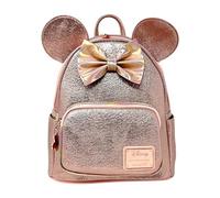 Loungefly Disney Minnie Mouse Pink Rose Metallic Womens Double Strap Shoulder Bag Purse, wdbk3328