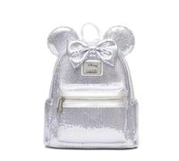 Loungefly Disney Minnie Mouse Platinum Sequin Womens Backpack