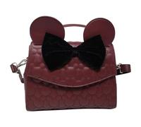 Loungefly Disney Minnie Mouse Quilted Crossbody Satchel Handbag Purse, Red, M