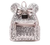 Loungefly Disney Minnie Mouse Silver and Pink Sequin Mini Backpack WDBK0645