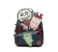 Loungefly Disney Nightmare Before Christmas Glow in the Dark Lock, Shock, and Barrel Triple Pocket Womens Backpack