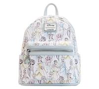 Loungefly Disney Princesses Sketch Pastel Colors All Over Print Womens Double Strap Shoulder Bag Purse, Multi, One Size