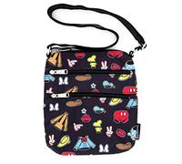Loungefly Disney Sensational 6 Outfits AOP Passport Bag Black w: 8" x h: 9" x d:1.25"