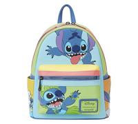 Loungefly Disney Stitch Color Block Mini Backpack Handbag Double Strap Shoulder Bag, Multicolor