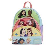 Loungefly Disney Triple Pocket Mini Backpack Princess Collage Official Mini Backpack, Blue
