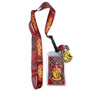 Loungefly Gryffindor Plaid Lanyard with Charm, Officially Licensed Harry Potter, Includes Gryffindor Logo Rubber Charm and Sticker, Red