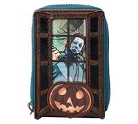 Loungefly Halloween Michael Myers Pumpkin Glow Accordion Zip Around Wallet, Black, Accordian Wallet