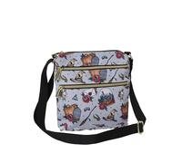 Loungefly Harry Potter Passport Crossbody Travel Bag AOP Relics Tattoo Print (Grey), Grey