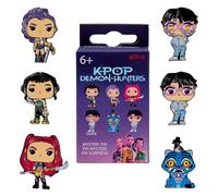 Loungefly - KPop Demon Hunters - Blind Box Enamel Pins - Mystery Pack with 1 of 6 Characters - Jinu, Rumi, Zoey, Mira, Derpy - Chance for Rare Chase Variant: Jinu with Glowing Demon Marks - Gift Idea