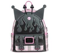 Loungefly! Leather: Sanrio Kuromi Flames Plaid Mini Backpack