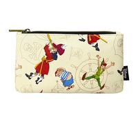 Loungefly Peter Pan, Captain Hook, and Smee Pirates Nylon Pouch, Tan, Zippered Cosmetic Case