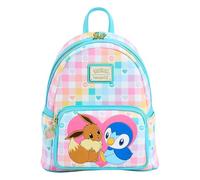 Loungefly Pokémon Mini Backpack, Piplup and Eevee Limited Collection, 26 x 22 x 16 cm, Pastel Gingham