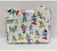 Loungefly Disney: Disney100 Mickey & Friends Classic All-Over Print Iridescent Zip Around Wallet