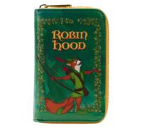 Loungefly - Portefeuille Disney - Robin Hood Book Zip Around Wallet - 4 inches x 6 inches - Faux Leather - Officially Licensed - Adult, Unisex - Green - ID Window