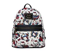 Loungefly Sanrio Hello Kitty Tattoo Allover Print Womens Double Strap Shoulder Bag Purse, White, M