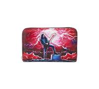 Loungefly Stranger Things Eddie Munson Tribute Glow Zip Around Wallet, Multicolor, Unisex-Adults, Faux Leather, Bi-Fold Wallet, Glitter, Glow-in-the-Dark