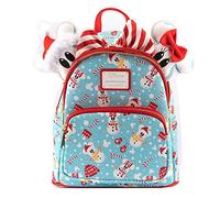 LOUNGEFLY Unisex's Mochila Disney Minnie Y Mickey Muecos de Nieve + Diadema Mucos Neve, Multicolored, 15.6