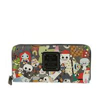 Loungefly x Nightmare Before Christmas Chibi Character Print Zip-Around Faux Leather Wallet (Multi, One Size), Multicolor, Zippered Wallet