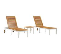 Lounger 2-person 3 pcs Brown Sun Outdoor Garden Chair Adjustable Patio vidaXL