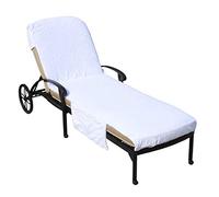 Lounger Towel 215x74cm with Hood No Sliding Extra Large Sun Lounger Beach Towel Garden Chair Cover for Sunbathing Creme Hotel Swimming Pool, Portable