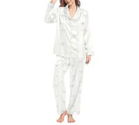 Loungewear Set for Women 2Pcs Women's Winter Spring Home Leisure Bow Love Loose Imitation Color Ding Pajama Sleepy Pants Set Underwear Clothes (Yellow, XL)