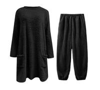 Loungewear Sets For Women Fleece - Pjs For Women Sets Fluffy Plus Size Crew | Tunic Tops With Comfy Pants Pullover With Pockets Cuffs Tightened Winter Ladies Pajamas Long Sleeve Leisure Suits