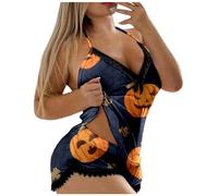 Loungewear Sets For Women Women's Halloween Lace Print Pajama Shorts Set Sleep Womens