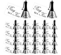 Lounsweer 24 Pack Wedding Bells Bulk Ring for a Kiss Bells with Tags Mini Silver Kissing Bells for Wedding Reception Decorations Goody Bags Party Supplies