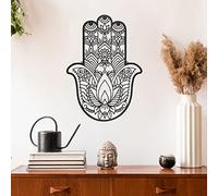 Lounsweer Hamsa Wall Decor Metal Hamsa Hand Decor Sacred Geometry Wall Art Zen Home Decorations Meditation Symbol Hand Room Decoration for Bedroom Living Room Baptism Housewarming