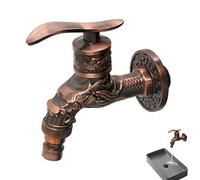 Loupsiy Antique Faucet,Gold Dragon Tap | Nostalgia Spigot, Decorative Wall Mounted Backyard Garden Bibcock with Fine Detailed Engrave
