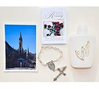 Lourdes Holy Water Gift Set Prayer Card & Single Decade Crystal Rosary Beads