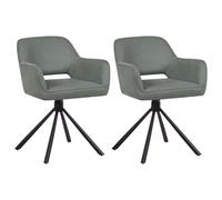 Beliani Set Of 2 Dining Chairs Swivel Loures Fabric Dark Green
