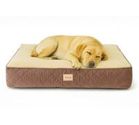 Lous Orthopaedic Dog Bed - Stylish & Robust Dog Cushion with Removable Cover, Washable at 30°, Non-Slip & Durable, Super Soft & Gentle on the Joints (Brown, Approx. L 90 x W 60 x H 15 cm)