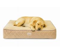 Lous Orthopaedic Dog Bed - Stylish & Robust Dog Cushion with Removable Cover, Washable at 30°, Non-Slip & Durable, Super Soft & Gentle on the Joints (Beige2, Approx. L 90 x W 60 x H 15 cm)
