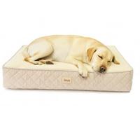 Lous Orthopaedic Dog Bed - Stylish & Robust Dog Cushion with Removable Cover, Washable at 30°, Non-Slip & Durable, Super Soft & Gentle on the Joints (Beige, Approx. L 120 x W 80 x H 15 cm)