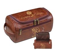Lousrion Custom Engraved Leather Travel Toiletry Bag for Men, Personalized Initials Dopp Kit, Ideal Father's Day Gift for Dad, Husband, Grandpa, Brown, One Size, Retro