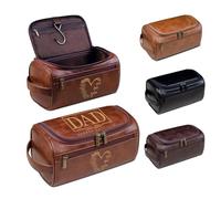 Lousrion Custom Shaving Dopp Kit for Men, Personalized PU Leather Toiletry Bag with Monogram, Ideal Gift for Father's Day, Birthday, Christmas, Wedding & Anniversary, Brown, One Size, Retro