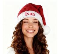 Lousrion Personalized Knitted Christmas Beanie for Men and Women, Custom Santa Hat with Name Embroidered, Winter Warm Hat for New Year, Halloween, and Party Time