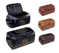 Lousrion Personalized Leather Toiletry Bag for Men, Custom Engraved Travel Shaving Dopp Kit Gift for Husband Dad Groomsmen Christmas Birthday Anniversary, Black, One Size, Vintage