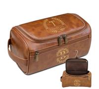 Lousrion Personalized Leather Travel Toiletry Bag for Men, Custom Engraved Shaving Dopp Kit Gift for Husband Dad Christmas Birthday, Light Brown, One Size, Vintage
