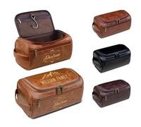 Lousrion Personalized Men's Leather Toiletry Bag, Engraved Travel Dopp Kit Shave Organizer, Gift for Husband Dad Groomsmen Father's Day, Light Brown, One Size, Retro