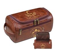 Lousrion Personalized Mens PU Leather Dopp Kit, Custom Engraved Toiletry Bag Travel Shaving Organizer Gift for Dad Husband Boyfriend Groomsmen Father's Day, Brown, One Size, Retro