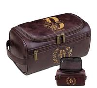 Lousrion Personalized PU Leather Dopp Kit, Customized Shaving Toiletry Bag with Monogram, Gift for Boyfriend, Dad, Groomsmen on Father's Day, Christmas & Birthday, Dark Coffee, One Size, Retro