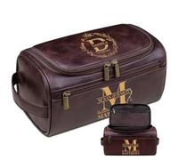 Lousrion Personalized Shaving Dopp Kit for Men, Custom Leather Toiletry Bag with Initials, Ideal Birthday, Christmas, and Father's Day, Dark Coffee, One Size, Retro