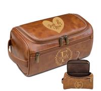 Lousrion Personalized Toiletry Bag for Men, Custom Leather Travel Toiletry Bag with Engraved Name, Men's Dopp Kit Gift for Groomsmen, Husband, Dad, Boyfriend, Father's Day, Light Brown, One Size