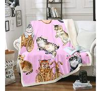 Loussiesd 3D Cat Throw Blanket for Kids Girls Cute Cat Printed Fleece Blankets Child Animal Theme Blanket Pet Cat Pattern for Crib Bed Sofa Couch Fuzzy Blanket Baby 30x40 Inch