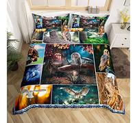 Loussiesd 3D Owl Duvet Cover Cute Animals For Kids Girls Boys Bedding Set Jungle Owl Comforter Wildlife Quilt Cover Wild Animal Bedspread Home Decor Single Size
