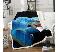 Loussiesd 3D Snake Blanket for Kids Boys Green Snake Blankets and Throws 3D Reptile Fleece Blankets Wild Animal Sherpa Blanket,Plush Blankets Single 50"x60"