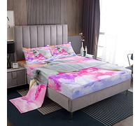 Loussiesd 3D Unicorn Horse Bed Sheets Galloping Horses Sheet Set for Kids Boys Watercolor Clouds Colorful Bed Set Wild Animal Decor Sheets Bedroom Collection 4Pcs King Size