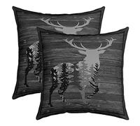 Loussiesd 60x60cm Rustic Deer Pillow Covers 2pcs Set Pillow Covers Soft Kids Farmhouse Deer Hunting Decorative Sofa Cushion Cover Western Farmhouse Grey Decorative Cushions
